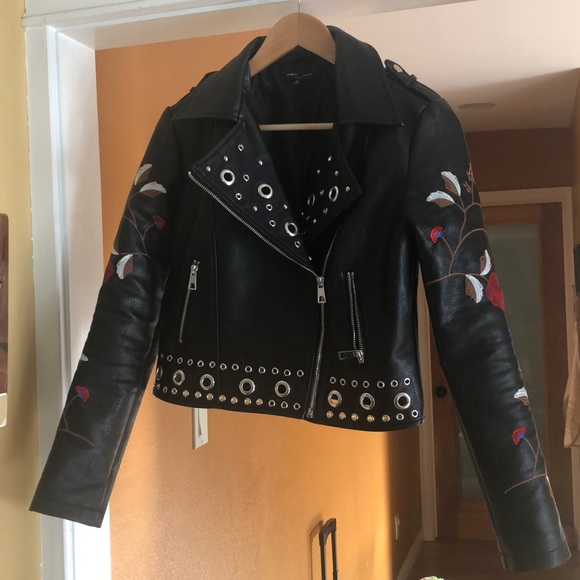 Floral detail leather bomber - Picture 5 of 5